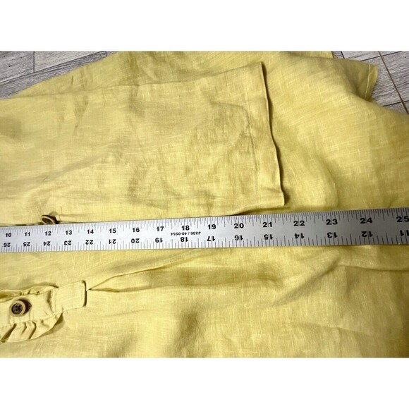 Made in Italy Tunic Top 100% LINEN Ruffle Accent Lagenlook Minimalist Large - Picture 7 of 11